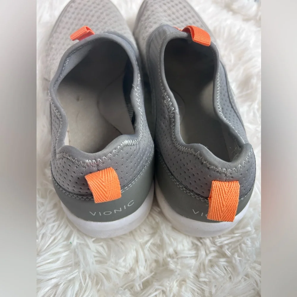 Vionic Yvonne Gray Orange Slip-On Athletic Sneakers Shoes Women US 10